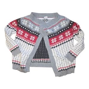 Gymboree Gray, Red & White Fair Isle Open Cardigan 5/6